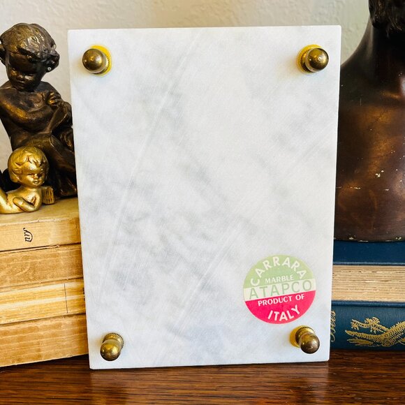 Vintage Dining Italian Carrara Marble Footed Cheese Board Vintage